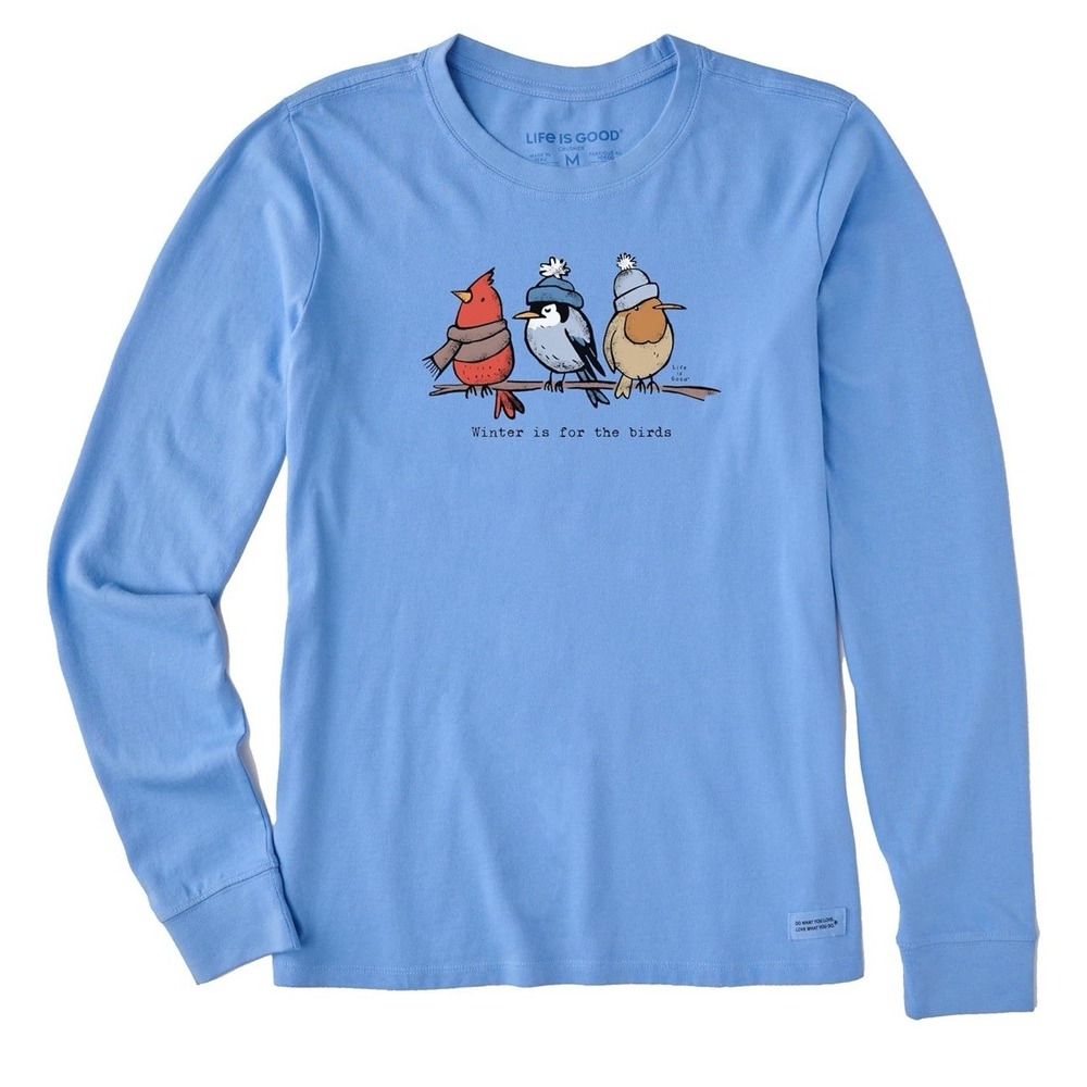 Life is Good Shady Winter Is For The Birds Long Sleeve Crusher Tee Womens Size M